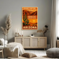 Arizona Grand Canyon and Saguaro Cacti Travel Poster
