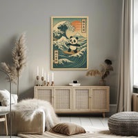 Pandas Surfing Adventure Poster PosterGoat