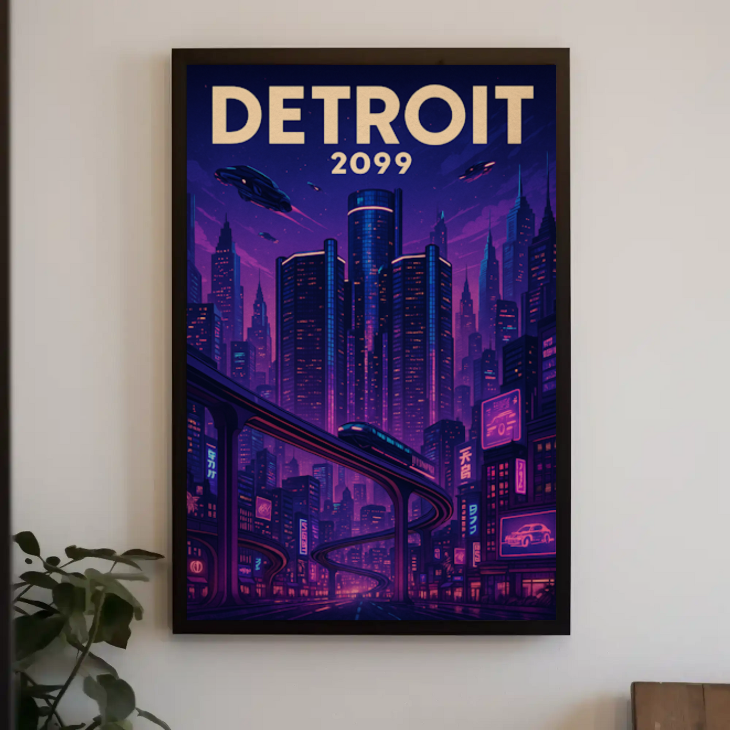 Detroit 2099: A Neon Dream Travel Poster