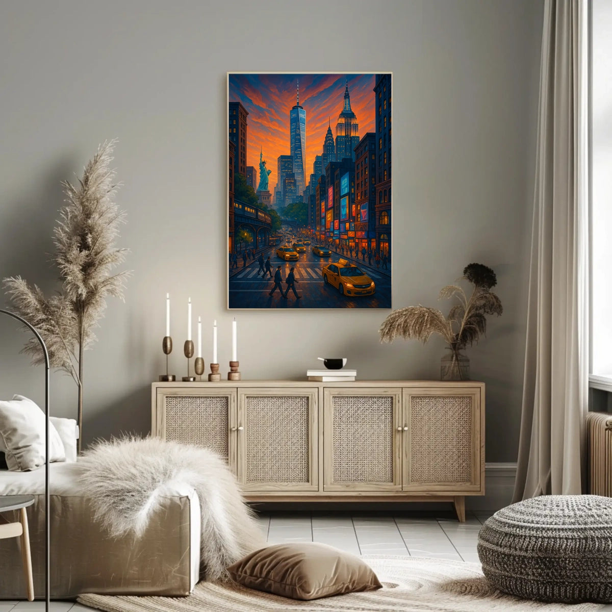 New York City Urban Street Scene Poster Modern Wall Art
