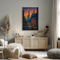 New York City Urban Street Scene Poster Modern Wall Art