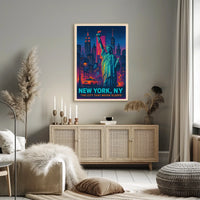New York City The City Never Sleeps Poster Retro Wall Art