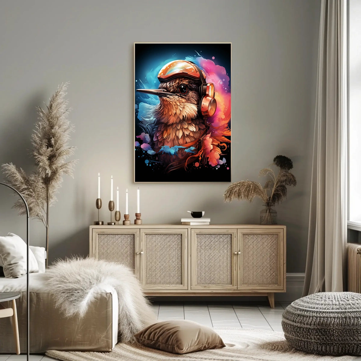 Sonic Aviator Futurism Bird Living Room Poster