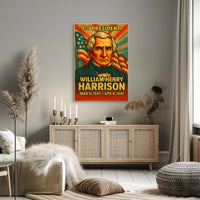 William Henry Harrison 9th President of the United States Colorful Comic Book Style Poster