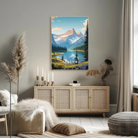 Glacier National Park Travel Poster Vintage Print