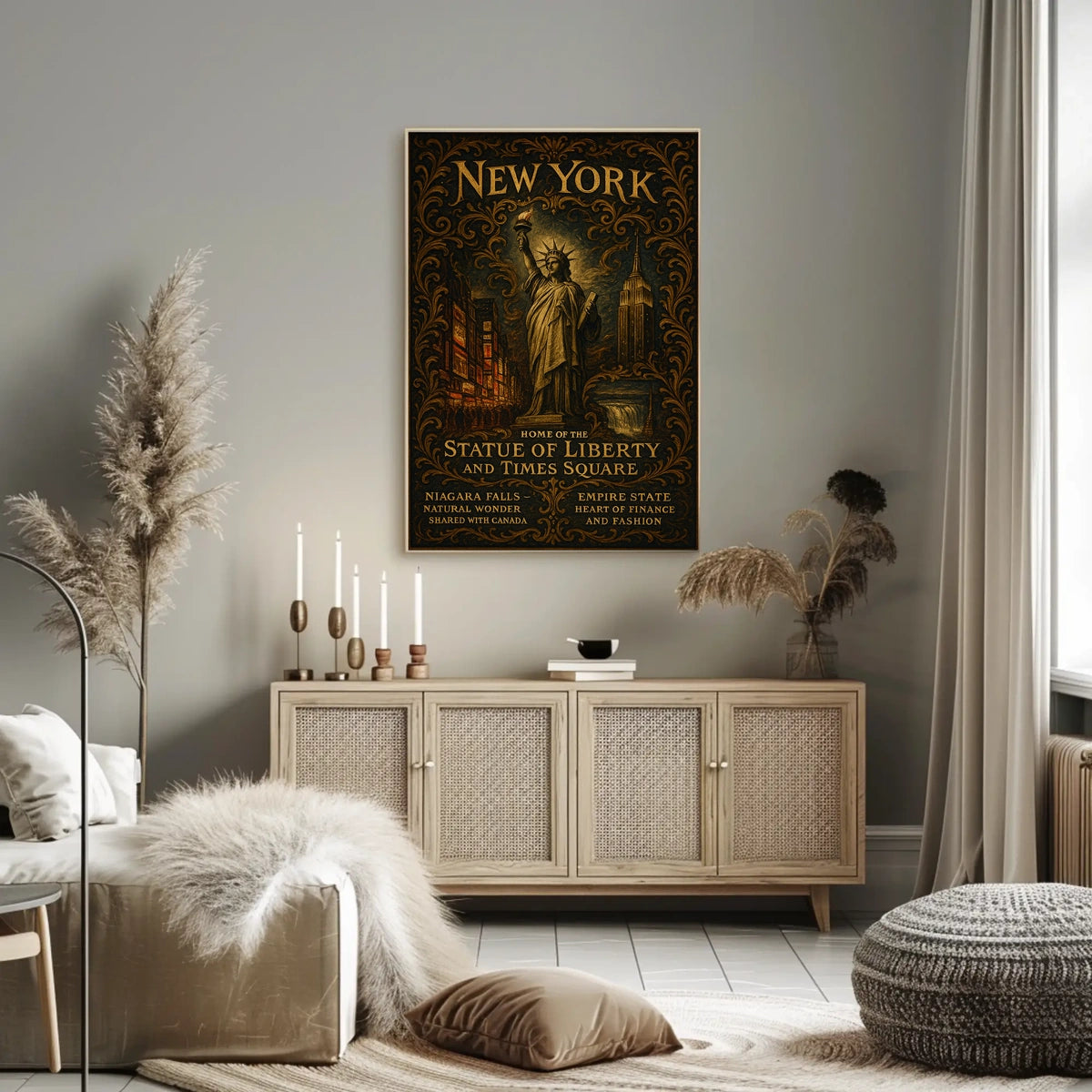 New York Iconic Landmarks Skyline Poster Modern Wall Art
