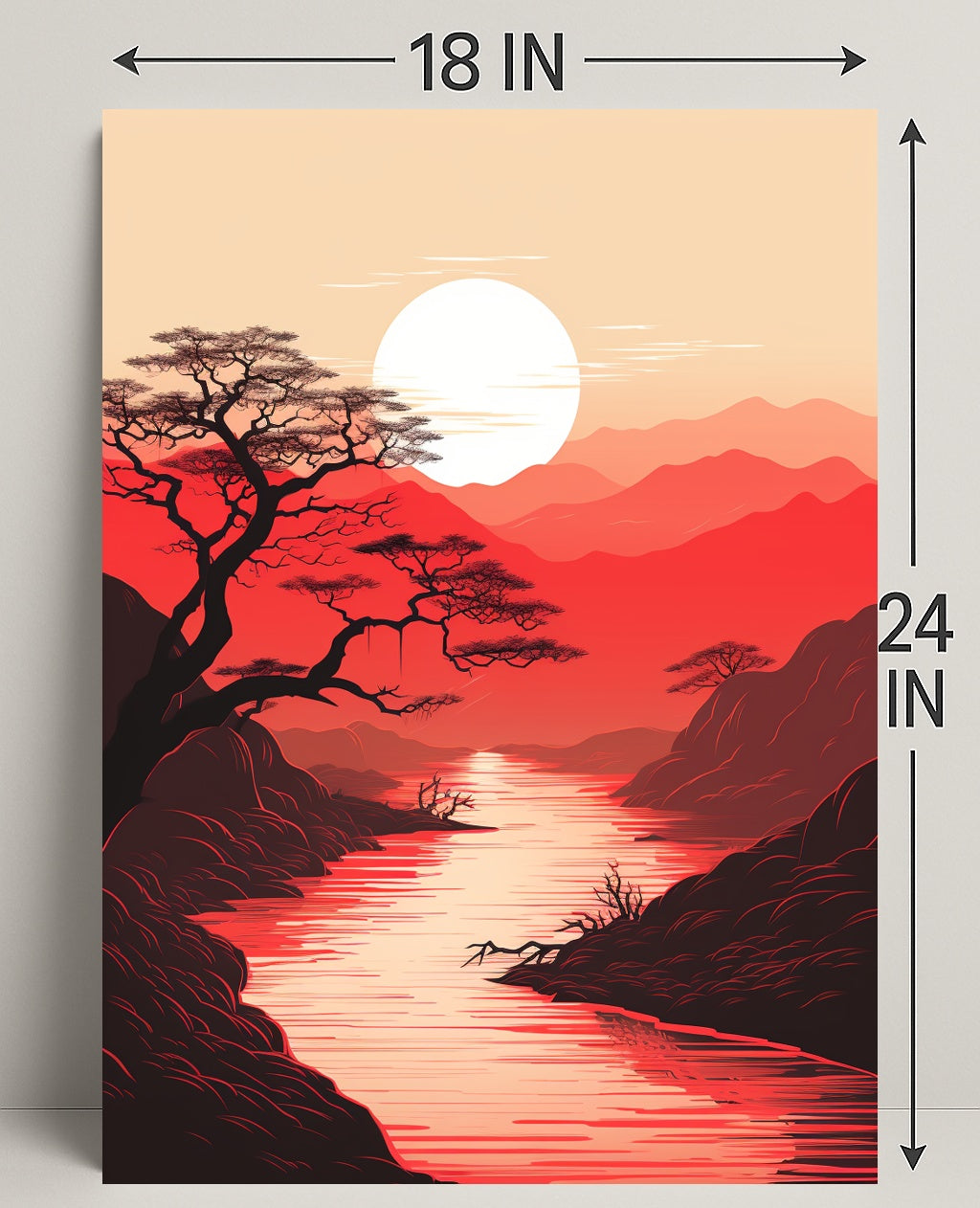 Tranquil Sunset Over Red Mountains Poster
