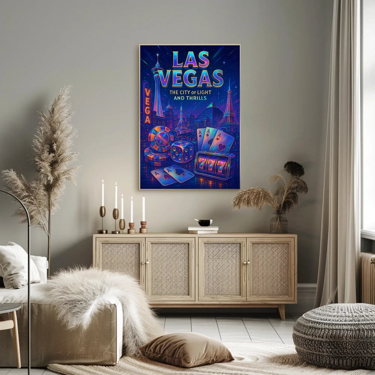Las Vegas Neon Poster City Of Lights For Home Decor