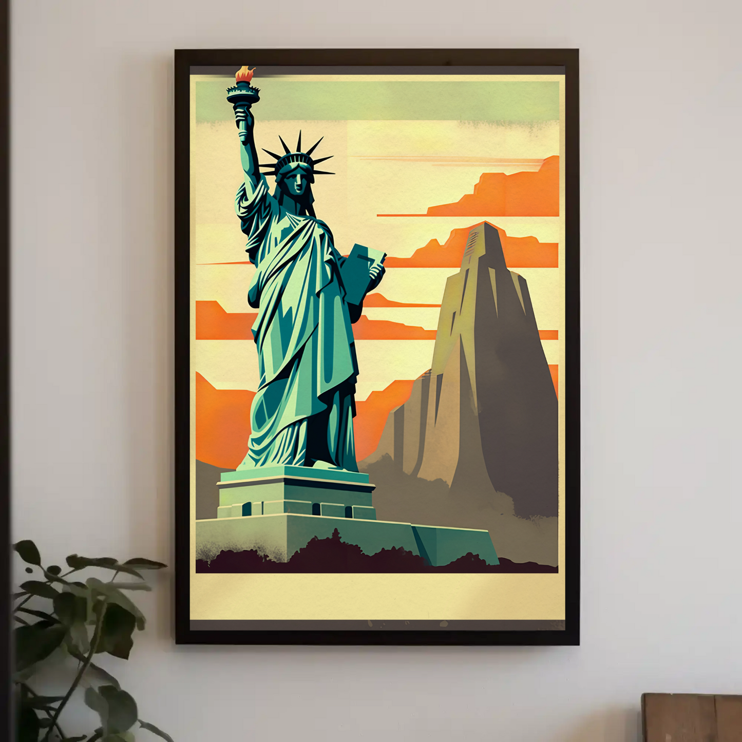 Statue Of Liberty Sunrise Monument Scene Travel Poster