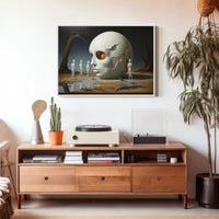Surreal Skull Scene in Abstract Artistic Poster