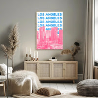 Los Angeles Skyline Repeated Text Dynamic Travel Poster PosterGoat