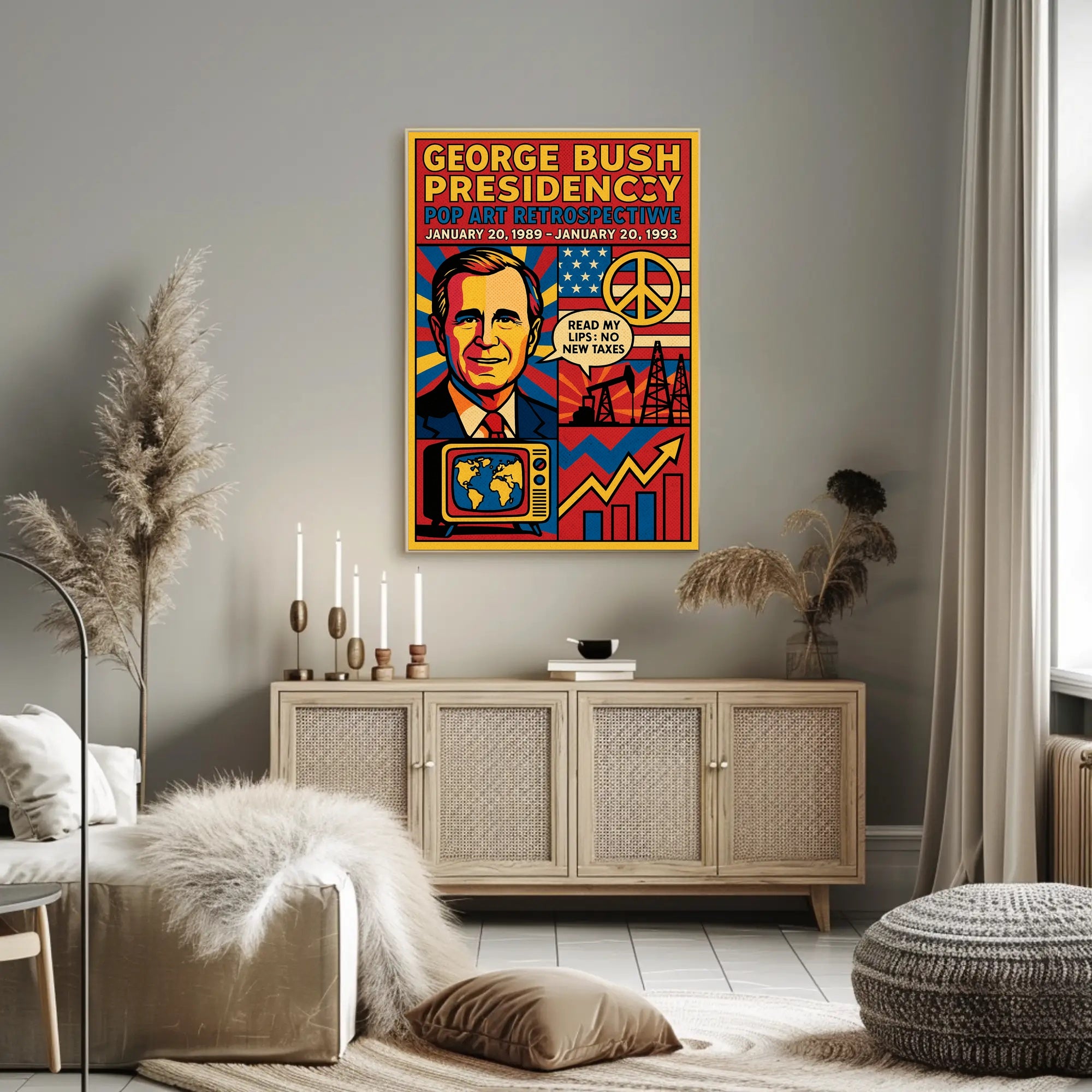 George Bush Presidency Pop Art Retrospective Poster PosterGoat