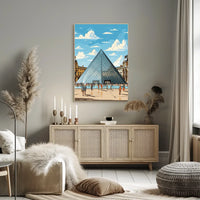 Louvre Pyramid Paris Art Poster: Modern & Vibrant