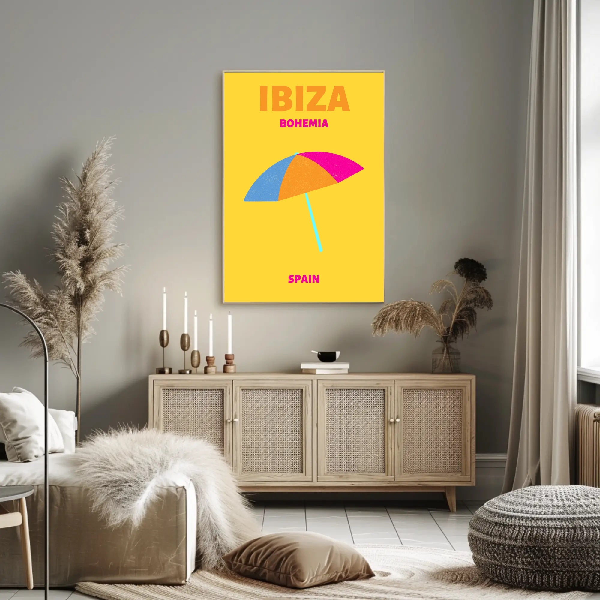Ibiza Bohemian Vibe Minimalist Art Print Travel Poster PosterGoat