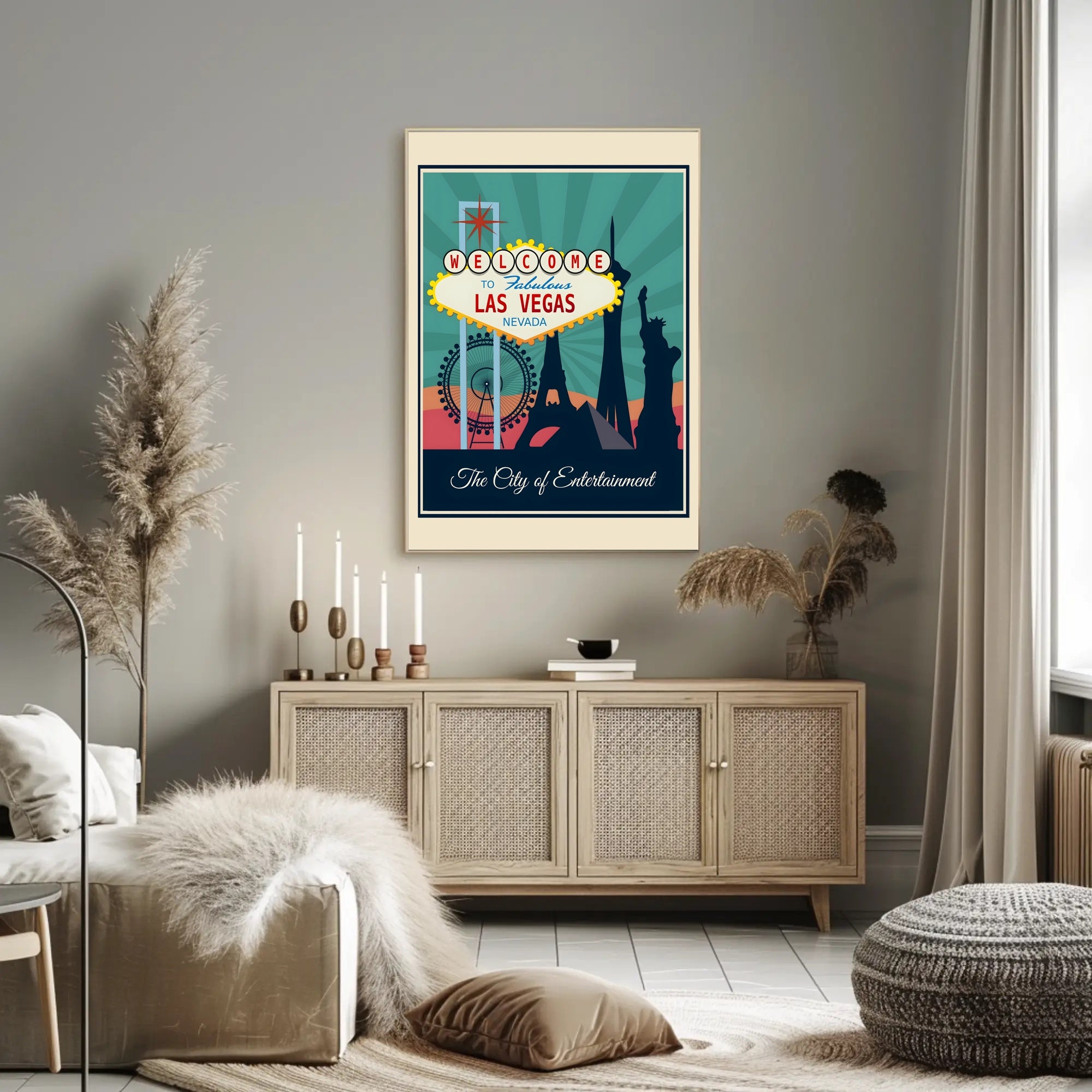 Iconic Las Vegas Landmarks Travel Poster