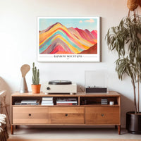 Vibrant Rainbow Mountains Abstract Artistic Poster
