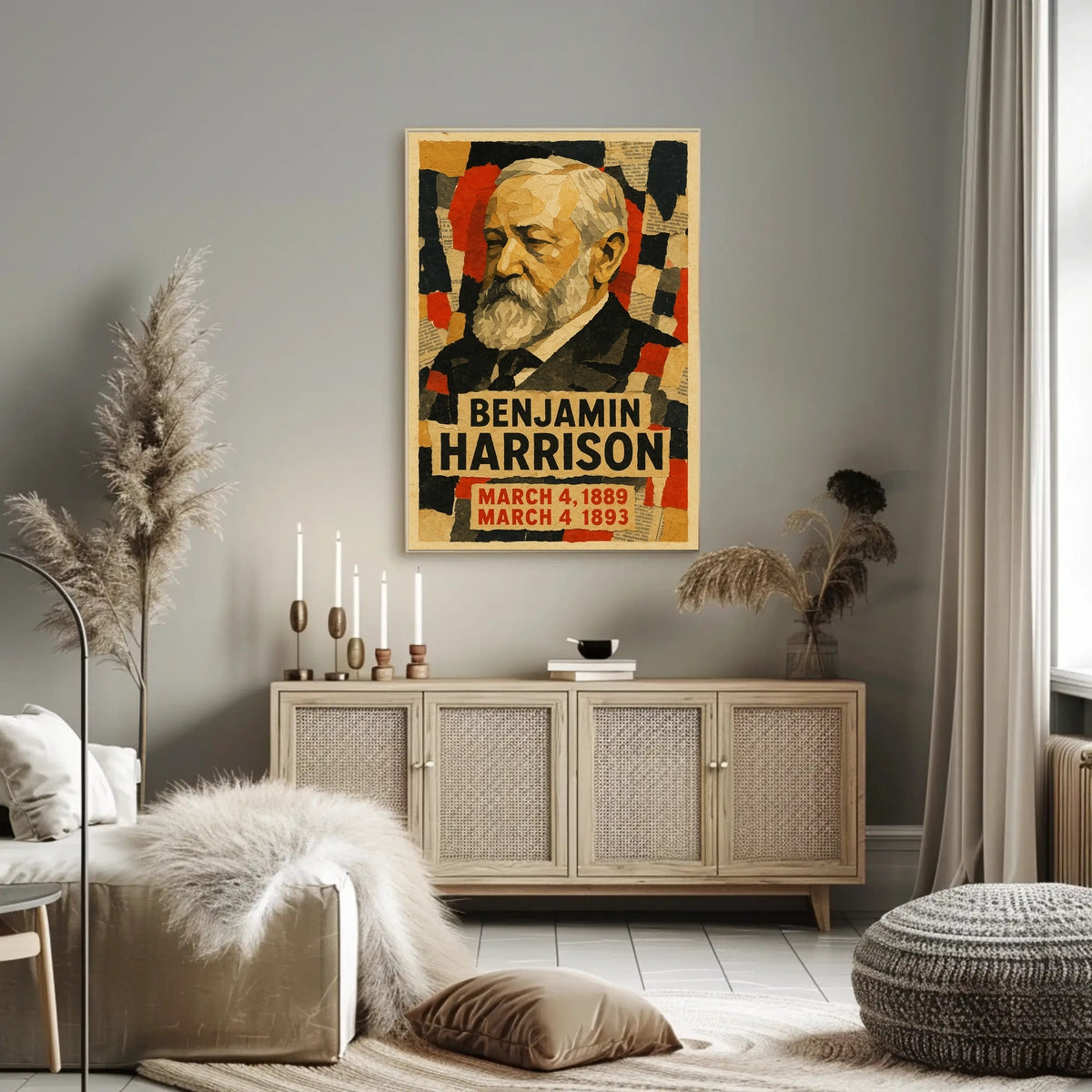 Benjamin Harrison 23rd President of the United States Layered paper Collage Poster