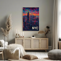 New York City Skyline Artwork Poster Modern Wall Art