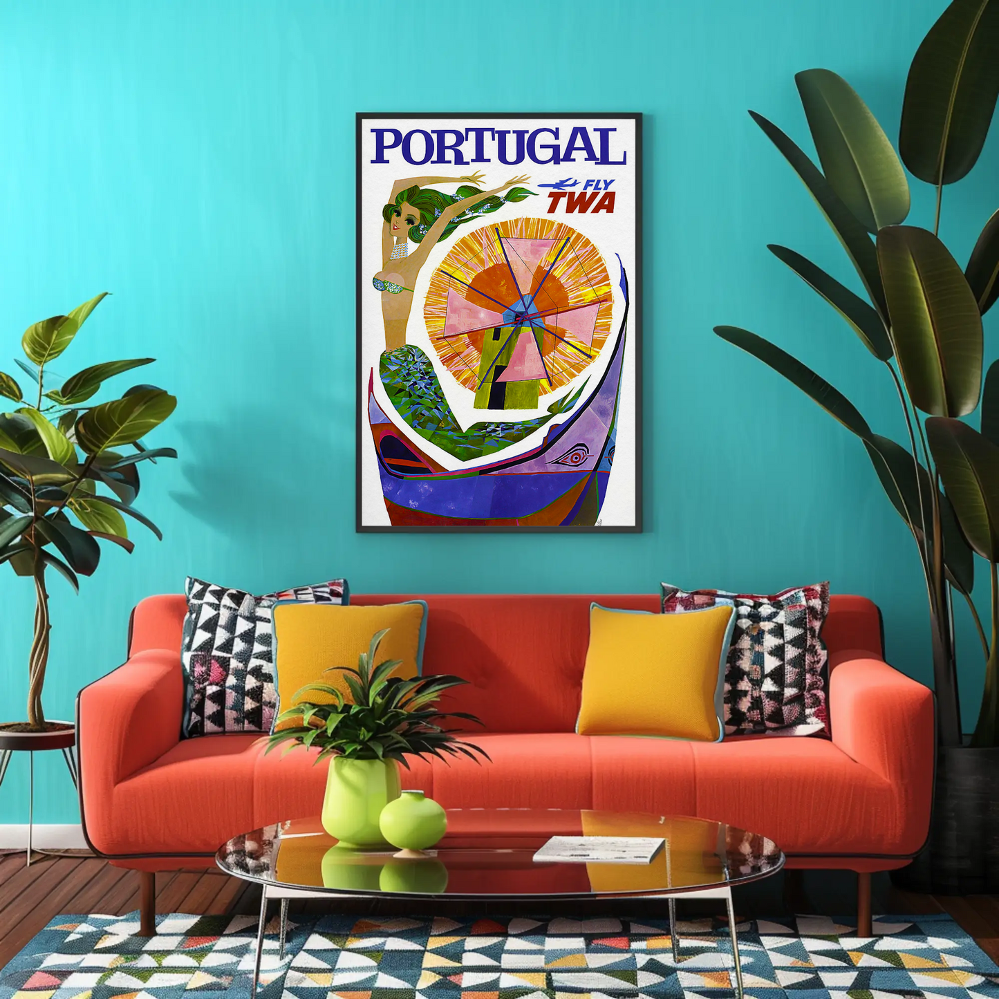 Fly TWA to Portugal Vintage Travel Poster