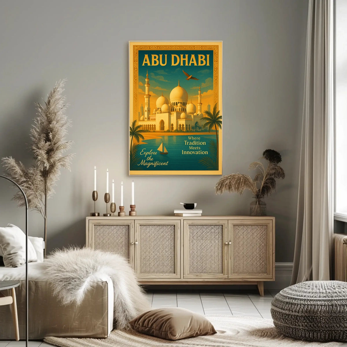 Abu Dhabi Grandeur Vintage Travel Poster