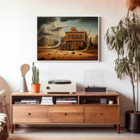 Surreal Desert Clockscape Art Print Futuristic Sci-Fi Poster