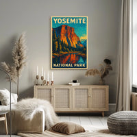 Yosemite Vintage Adventure El Capitan Landscape Retro Travel Art Deco Scenic Nature Lovers Poster
