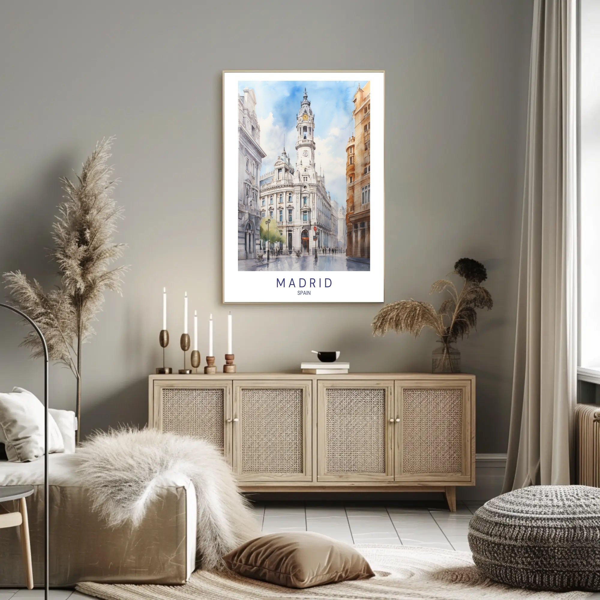 Madrid's Historic Building Watercolor Travel Poster PosterGoat