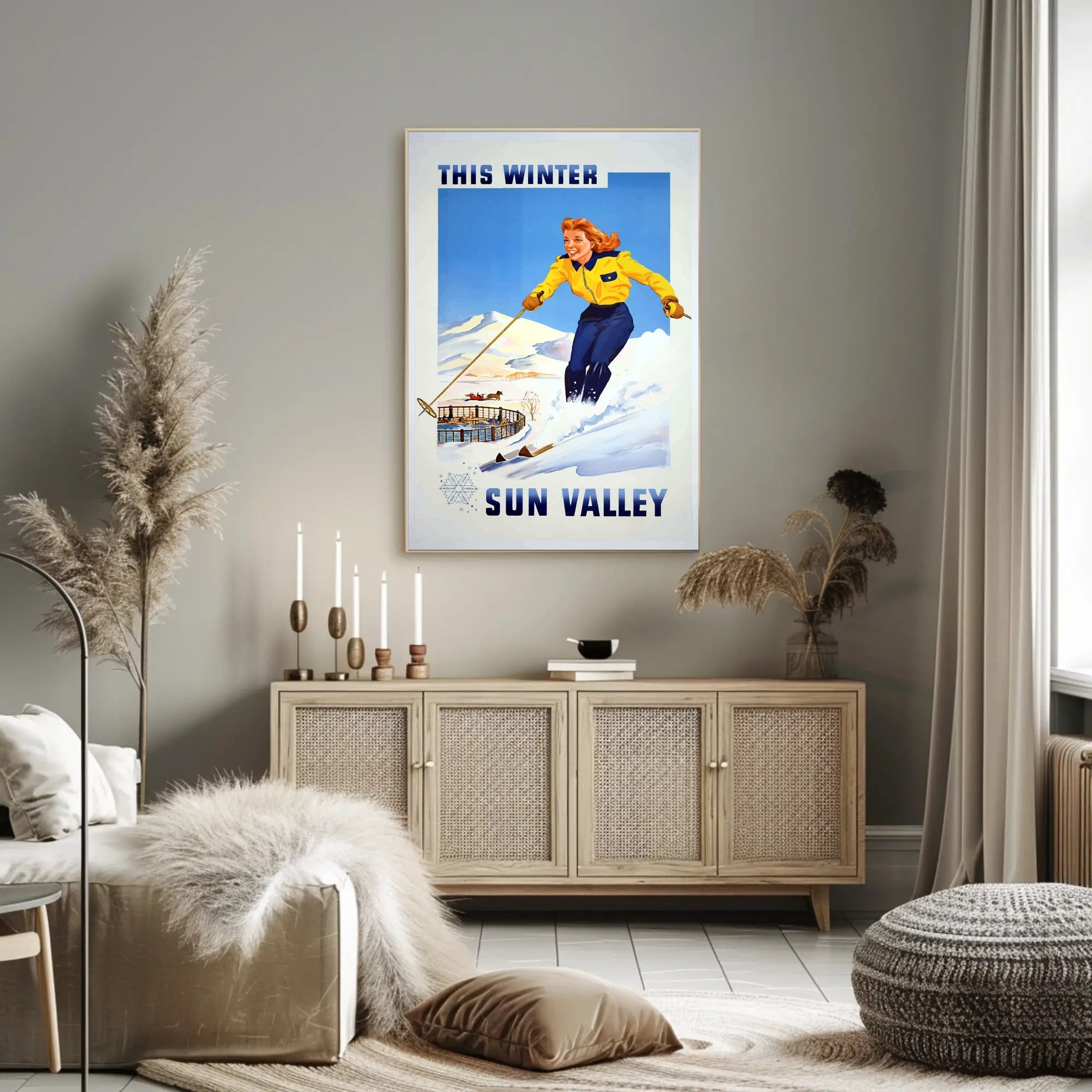 Vintage Sun Valley Winter Adventure Travel Poster PosterGoat
