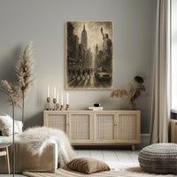 New York City Poster Vintage Urban Sketch Wall Art