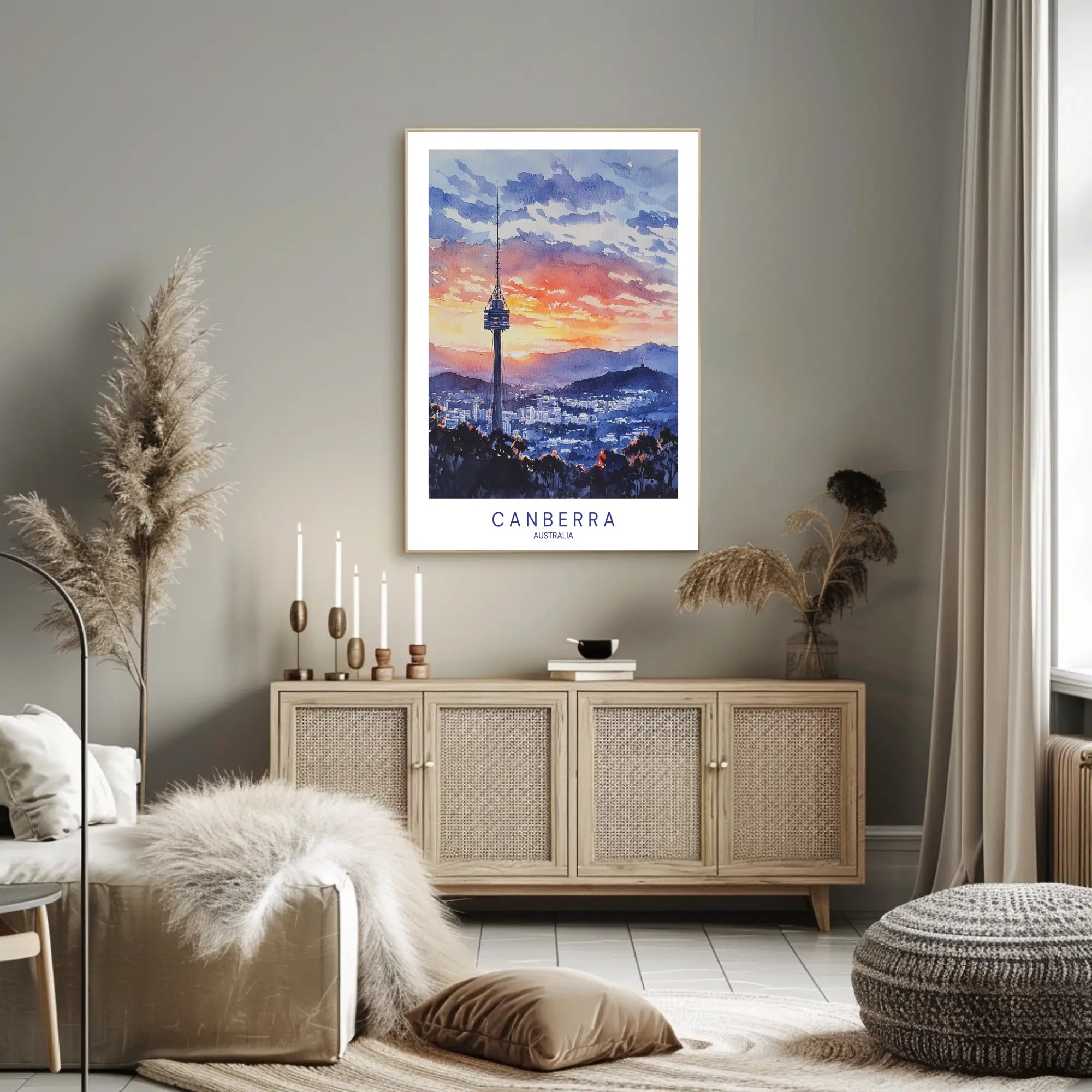 Canberra Sunset Skyline Poster PosterGoat