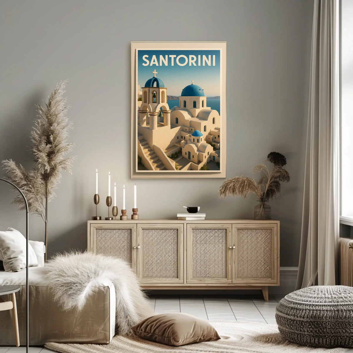 Santorini Greece Modern Travel Poster