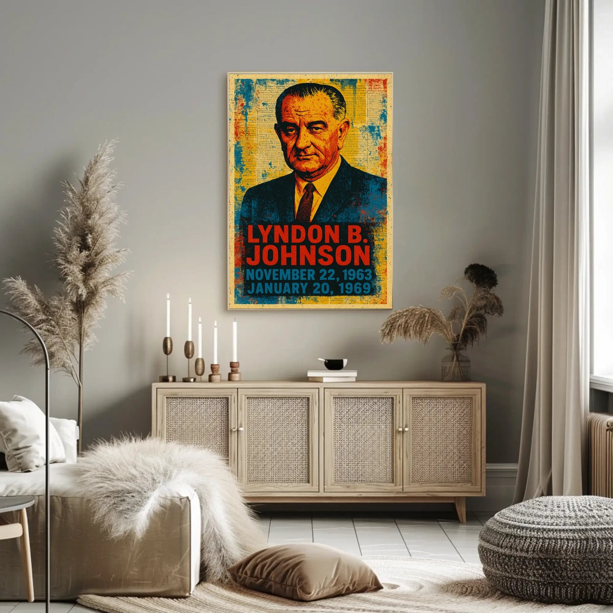 Lyndon B. Johnson 36th President of the United States Street Art Mashup Poster