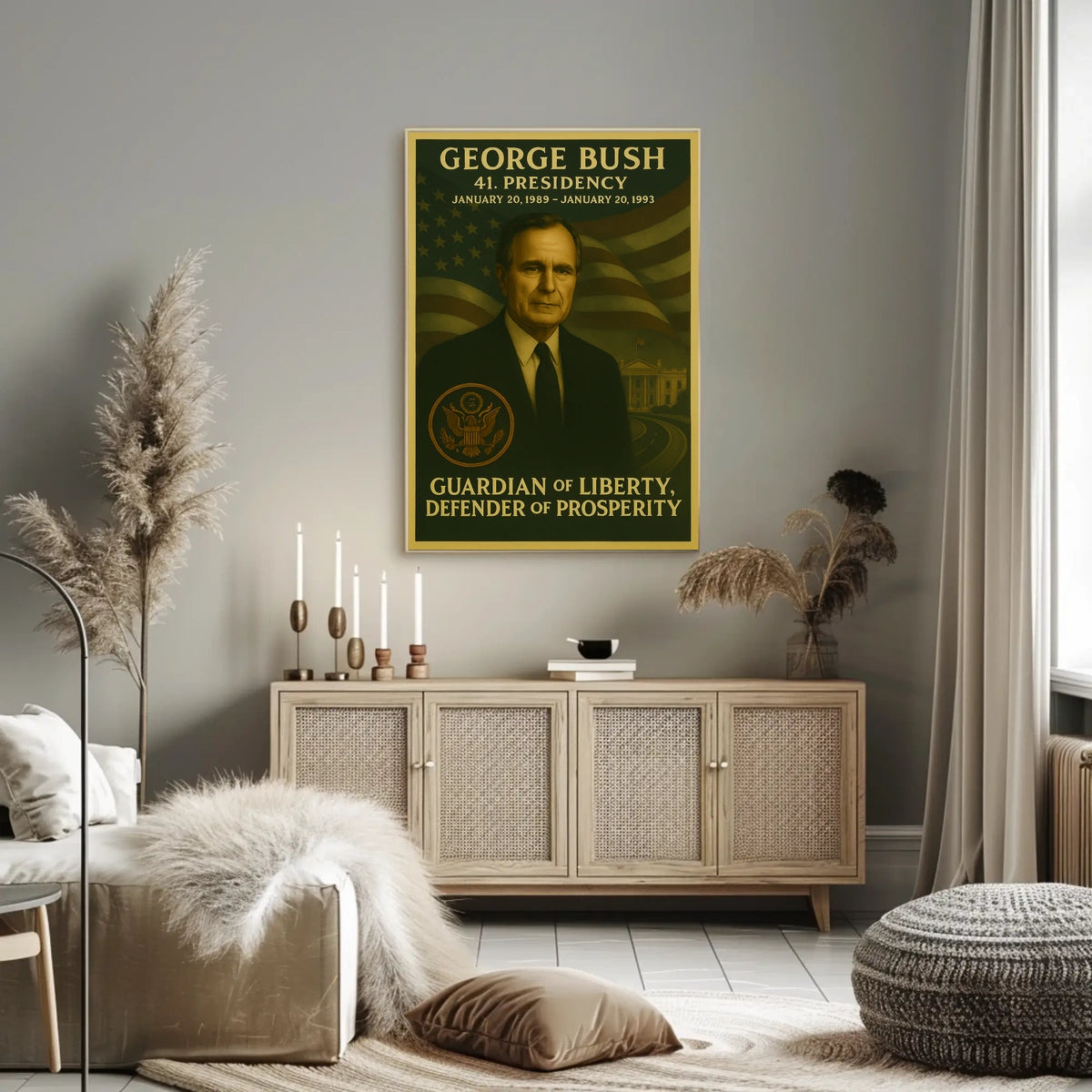 George Bush American Flag Historical or Presidential Poster