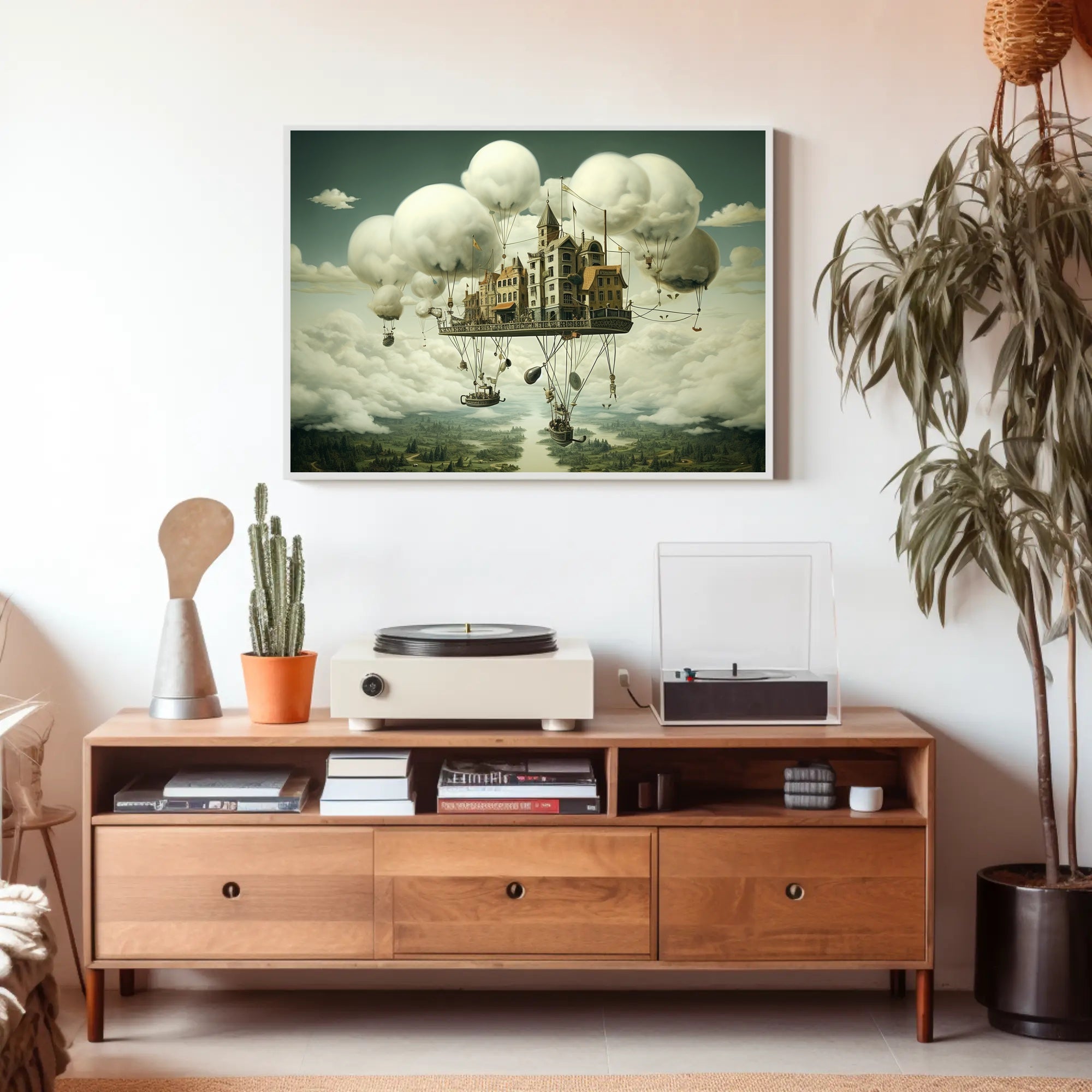 Floating Castle in Mid-Air Fantasy or Mythology Poster