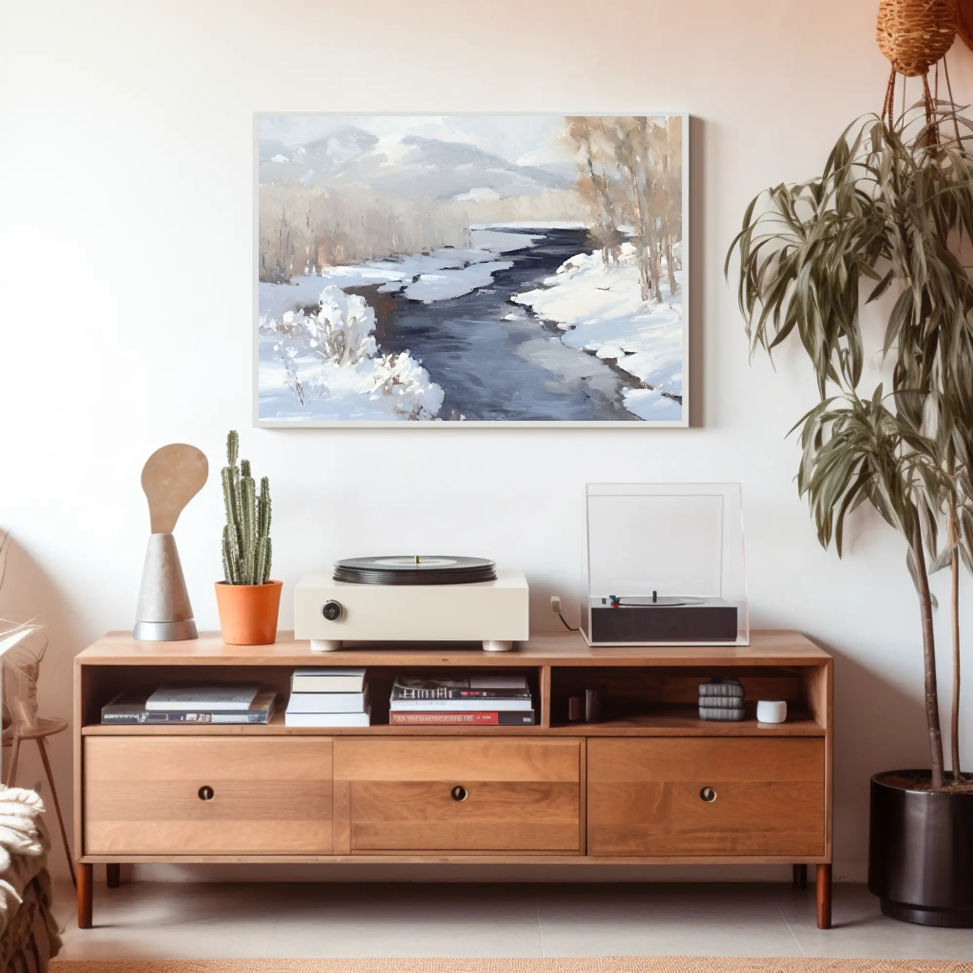 Winter River Landscape Poster