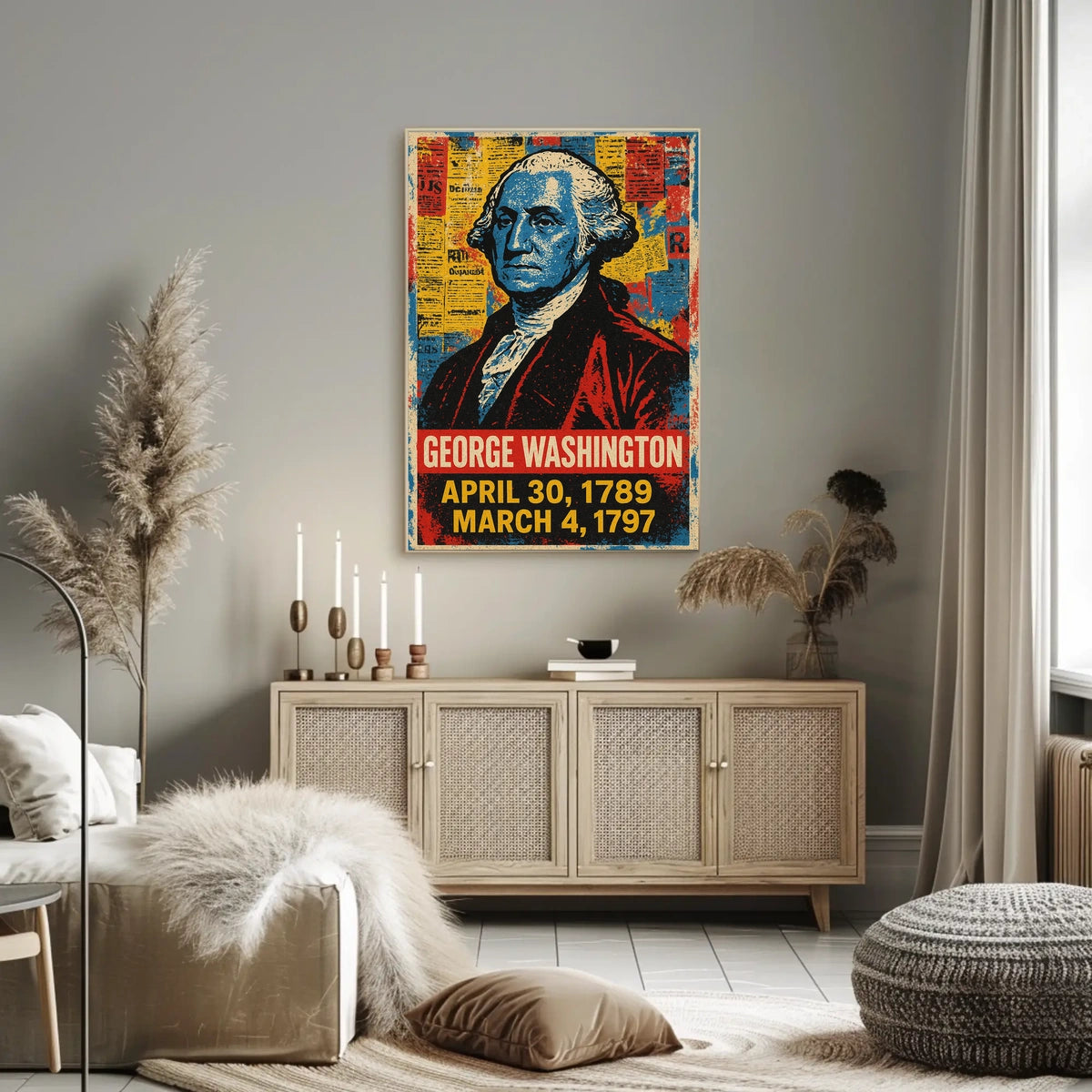 George Washington 1st President of the United States Street Art Mashup Poster