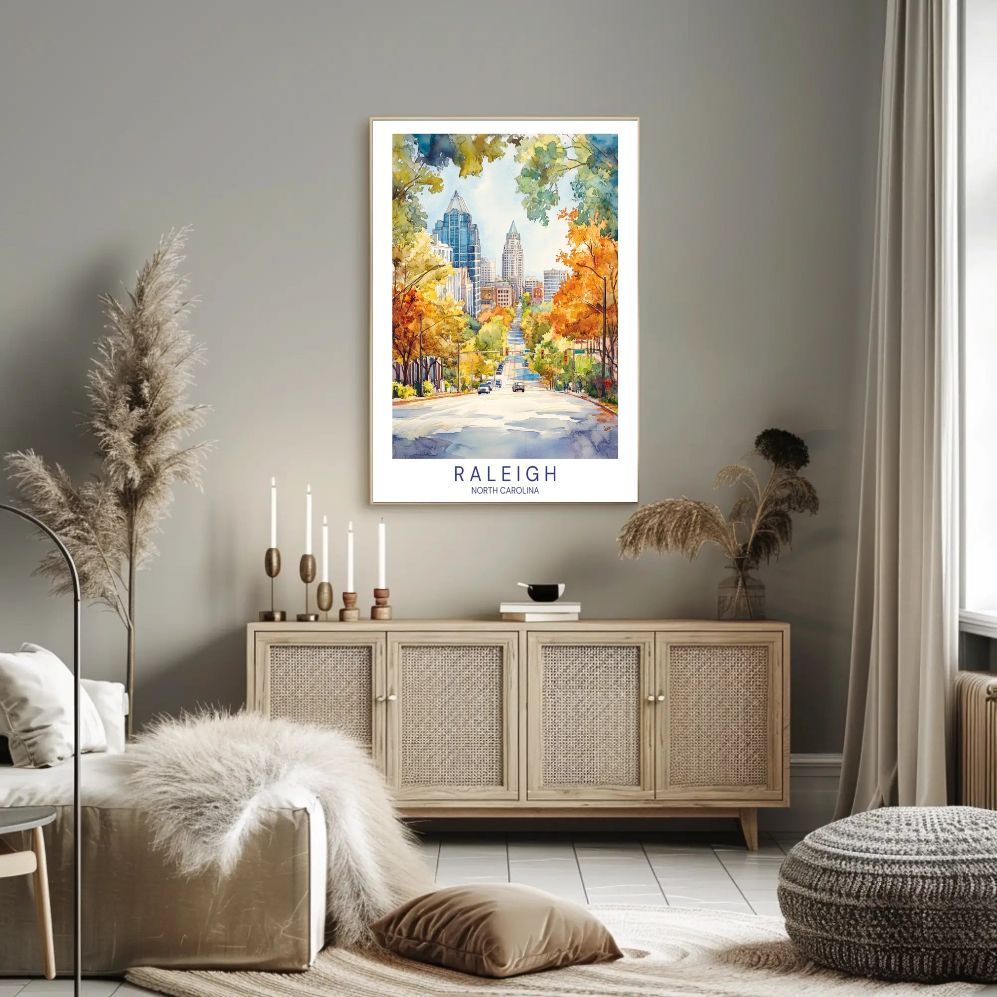 Raleigh Cityscape Poster PosterGoat