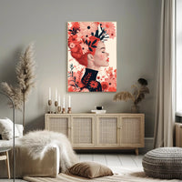 Ethereal Redhead Floral Fusion Art Poster PosterGoat