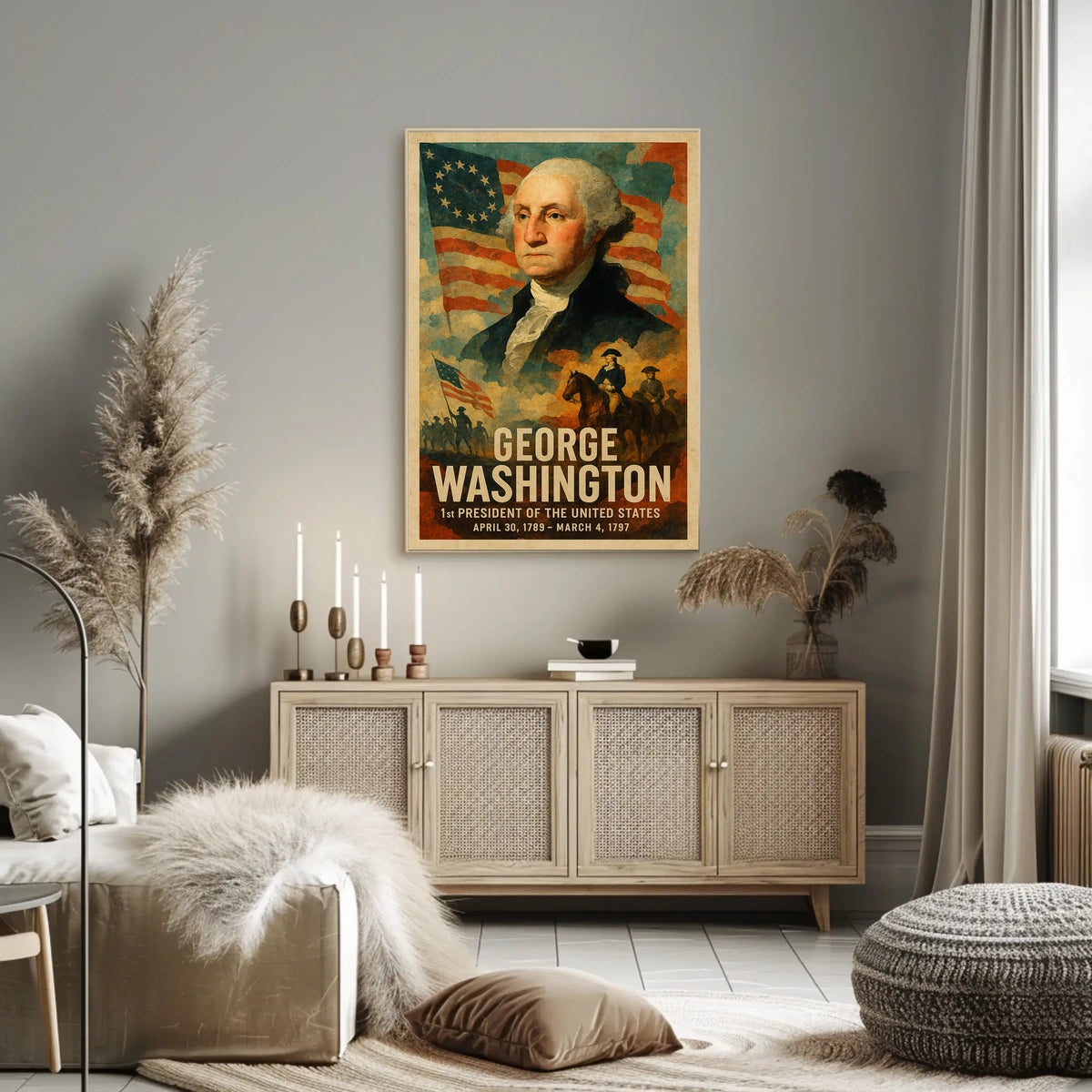 George Washington 1st President of the United States Layered Digital Collage Poster
