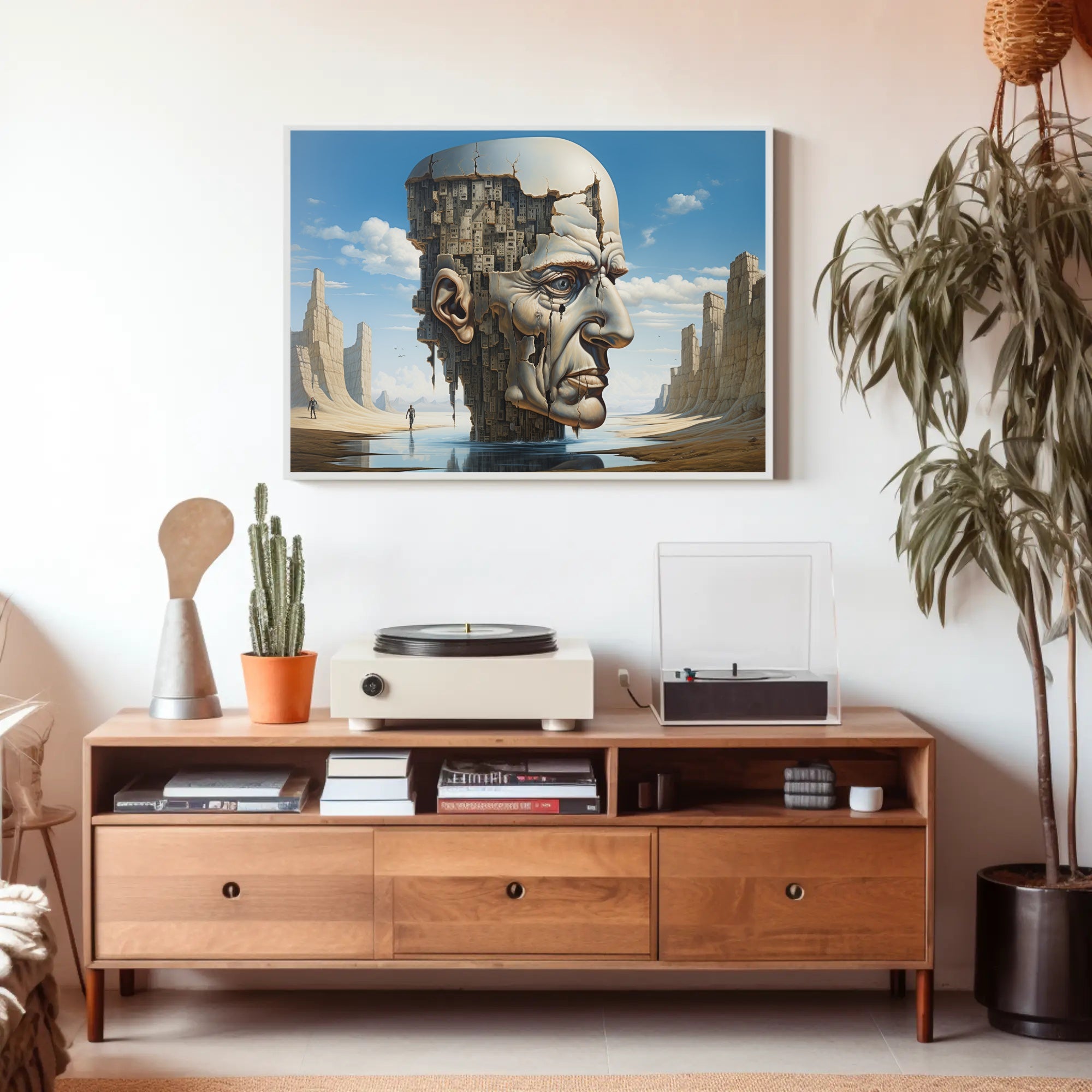 Surreal Desert Urban Head Artistic Poster