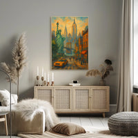 New York City Skyline Poster Modern Travel Wall Art