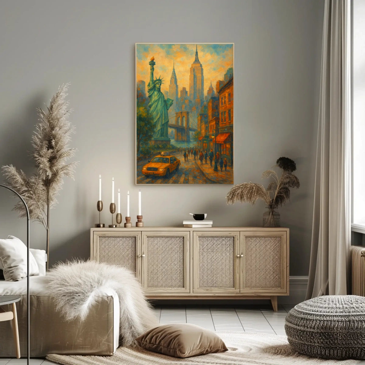 New York City Skyline Poster Modern Travel Wall Art