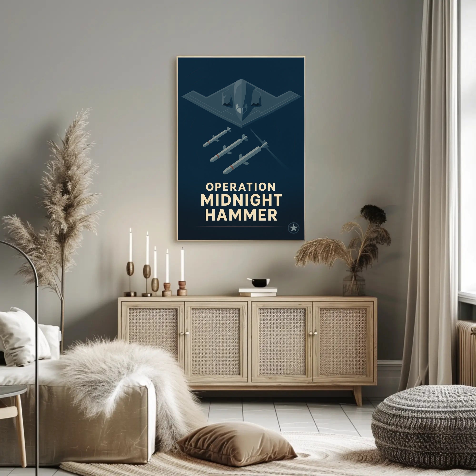 Operation Midnight Hammer: Futuristic Military Aviation Poster PosterGoat
