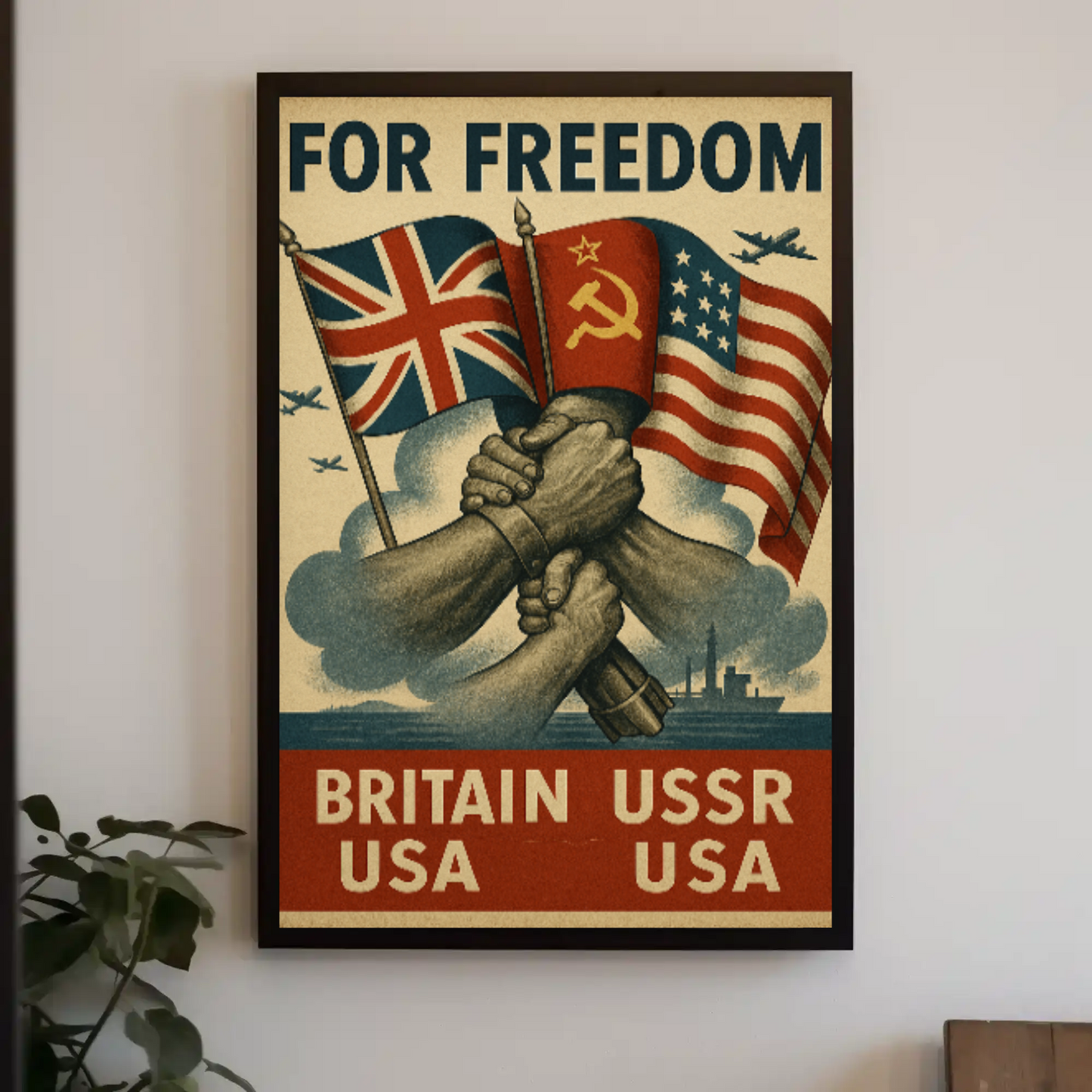 Allied Unity for Freedom WWII Propaganda Poster