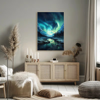 Serene Aurora Borealis Winter Landscape National Park Poster