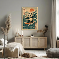 Pandas Surfing Adventure Poster PosterGoat