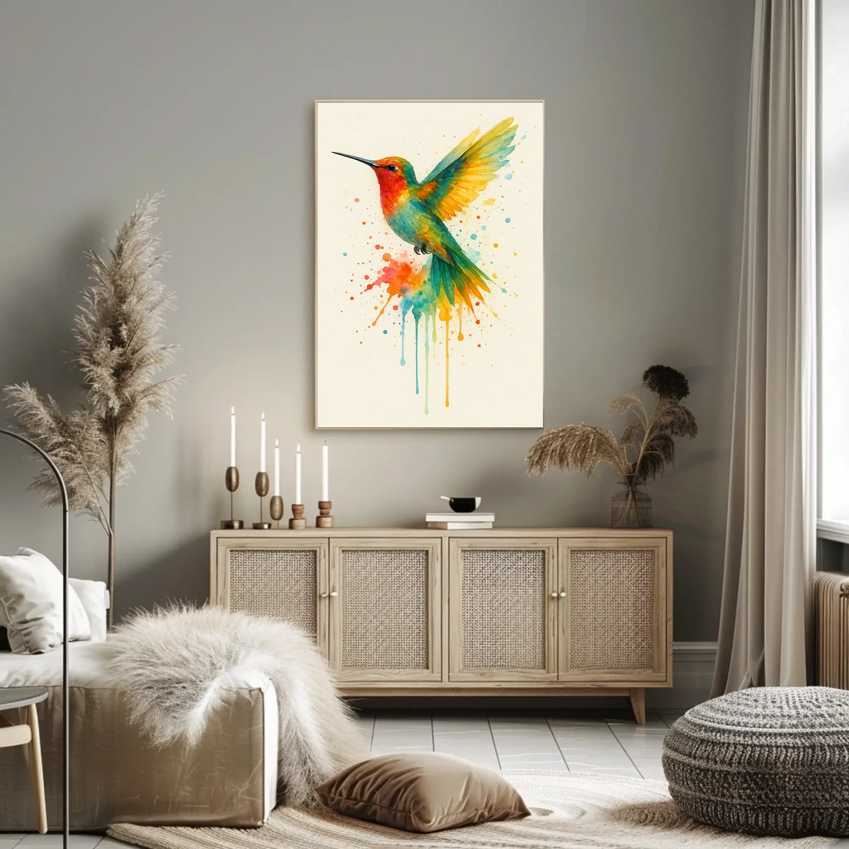 Vibrant Hummingbird Splash Poster