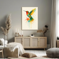 Vibrant Hummingbird Splash Poster