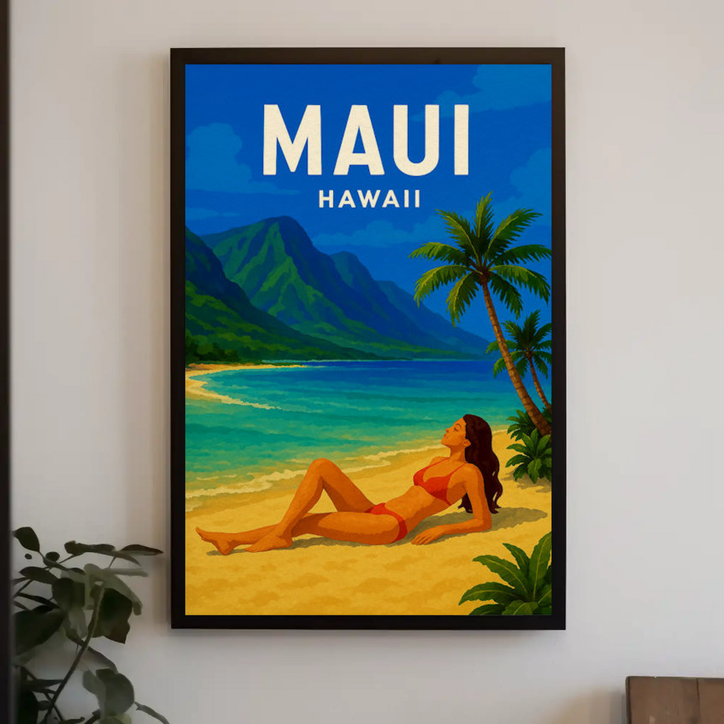 Maui Hawaii Woman Beach Relax Tropical Poster