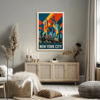 New York City Iconic Landmarks Poster Modern Wall Art
